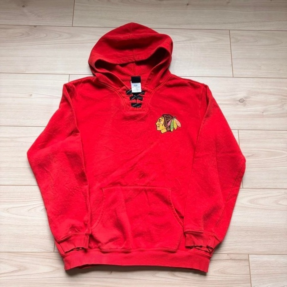 OuterStuff NHL Chicago Blackhawks‎ Hockey Hoodie Red Lace Up Mens XL Hoodie